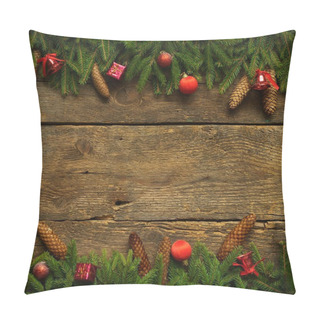 Personality  Christmas Border With Fir Tree Branches, Cones And Christmas Dec Pillow Covers