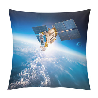 Personality  Space Satellite Orbiting The Earth Pillow Covers