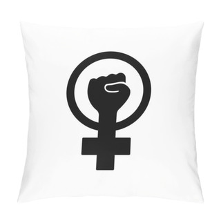 Personality  Symbol Of Feminist Movement Icon Outline. Vector On Isolated White Background. Eps 10 Pillow Covers