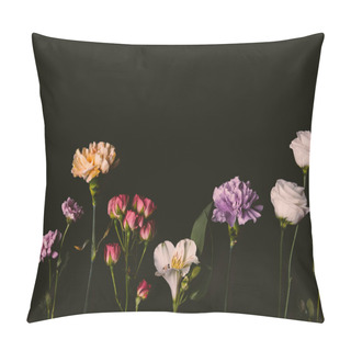 Personality  Beautiful Elegant Blossoming Fresh Flowers Isolated On Black Pillow Covers