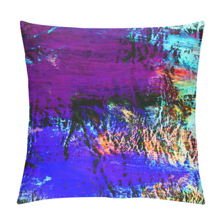 Personality  Neon Abstract Hand Painted Background, Vibrant Colors, Brush Texture, Bright Wallpaper. Pillow Covers