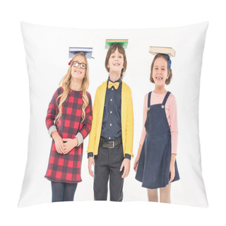 Personality  Schoolchildren Standing With Books Pillow Covers