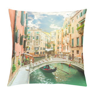 Personality  Canal In Venice At Sunny Day. Italy. Europe. Toned Image. Pillow Covers