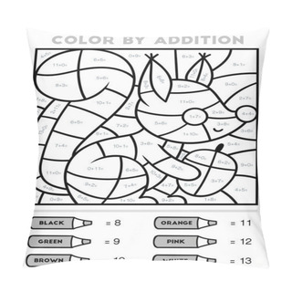 Personality  Color By Addition, Education Game For Children, Squirrel Pillow Covers