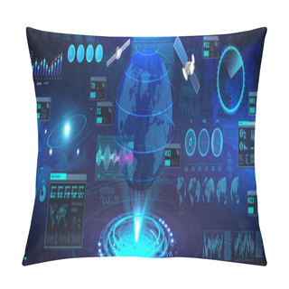 Personality  Earth Globe In HUD, UI, GUI Style Pillow Covers