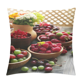 Personality  Still Life With Berries And Flowers Pillow Covers