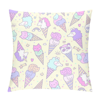 Personality  Ice Cream Pattern With Animals Pillow Covers