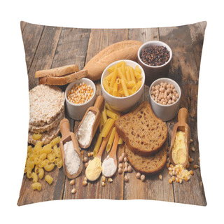 Personality  Selection Of Free Gluten Food On Wooden Table Pillow Covers