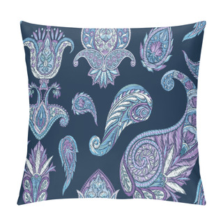 Personality  Pattern With Traditional Paisley. Floral Vector Pillow Covers