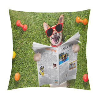 Personality  Dog Reading Newspaper Pillow Covers