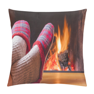 Personality  Relaxing At Fireplace Pillow Covers