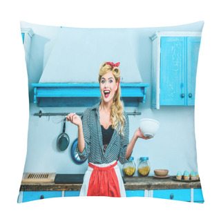 Personality  Housewife Cooking In Kitchen Pillow Covers