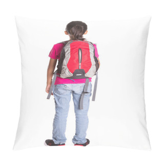 Personality  Young Girl With Backpack Pillow Covers