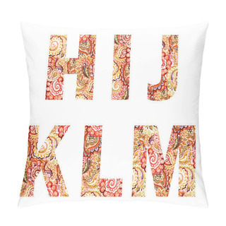Personality  Aquarell Font Abc With Decorative Eastern Ornament Pillow Covers