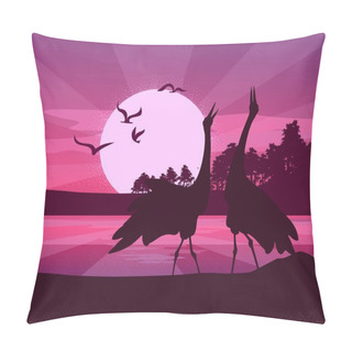 Personality  Silhouette Of Birds Sunset Pillow Covers