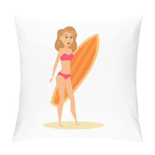 Personality  Women With Surfboard Pillow Covers