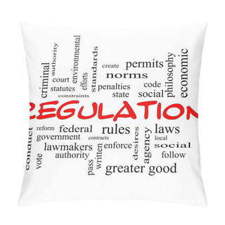 Personality  Regulation Word Cloud Concept In Red Caps Pillow Covers