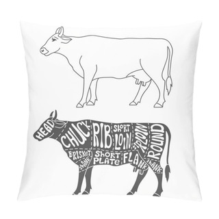 Personality  Beef Cuts Diagram Pillow Covers