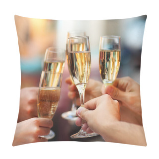 Personality  Celebration. Holding Glasses Of Champagne Pillow Covers