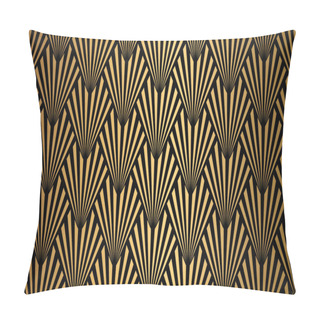 Personality  Art Deco Pattern. Seamless Black And Gold Background Pillow Covers