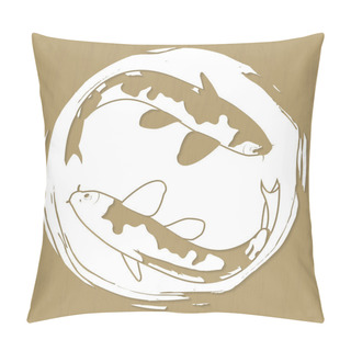 Personality  Two Koi Carps Laser Or Plotter Cut Vector Illustration For Stickers, Print, Stencil Manufacturing And Engraving Pillow Covers