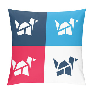 Personality  Bird Blue And Red Four Color Minimal Icon Set Pillow Covers