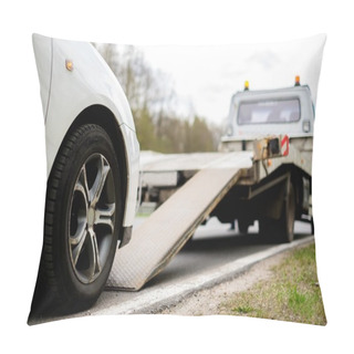 Personality  Loading Broken Car On A Tow Truck On A Roadside  Pillow Covers