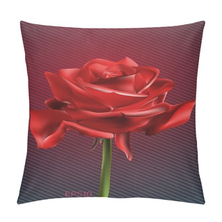 Personality  Beautiful Red Rose, Vector Illustration Pillow Covers