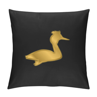 Personality  Bird Grebe Shape Gold Plated Metalic Icon Or Logo Vector Pillow Covers