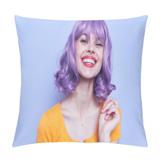 Personality  Elegant And Joyful Model Makeup Holidays Blue Background Pillow Covers