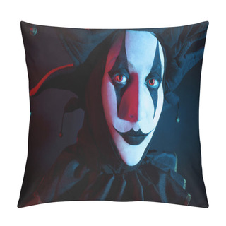 Personality  Beautiful Jester Woman's Face, Close-up. Pillow Covers