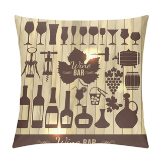 Personality  Wine Set Icons Pillow Covers