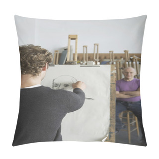Personality  Artist Drawing Charcoal Portrait Pillow Covers