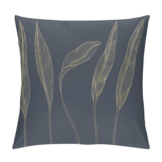 Personality  Isolated Tropical Leaves. Calathea Leaves. Hand Drawn Vector Illustration Pillow Covers