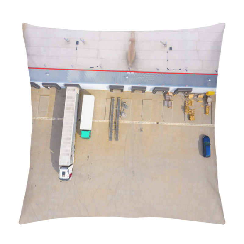 Personality  Aerial View Of The Distribution Center, Drone Photography Of The Industrial Logistic Zone. Pillow Covers