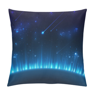 Personality  Space Background With Blue Light Pillow Covers