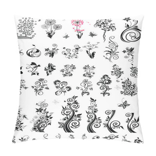 Personality  Decorative Floral Design Elements (black And White) Pillow Covers