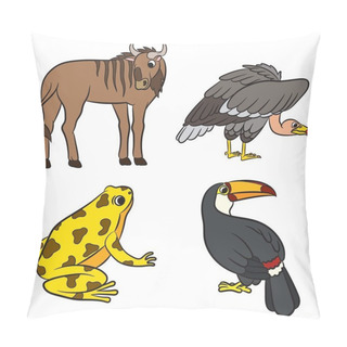Personality  Cute Animals Collection. Vector Illustration. Pillow Covers