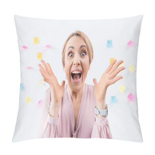 Personality  Excited Blonde Businesswoman Pillow Covers