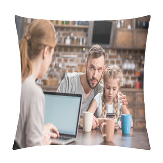 Personality  Young Family In Kitchen Pillow Covers