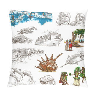 Personality  Hawaii - Full Sized Hand Drawn Illustrations On White Pillow Covers