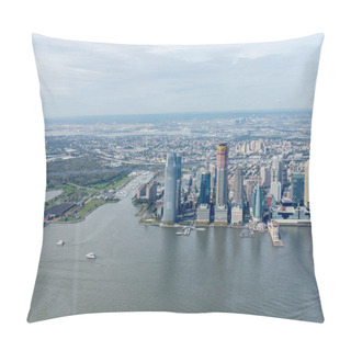 Personality  Aerial View Of New York Buildings And Atlantic Ocean, Usa Pillow Covers