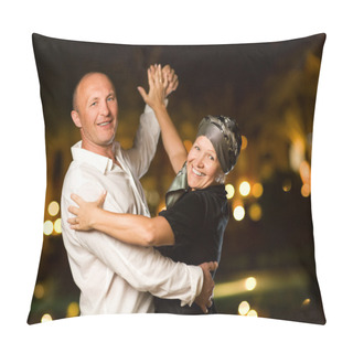 Personality  Middle-aged Couple Dancing Waltz At Night Pillow Covers