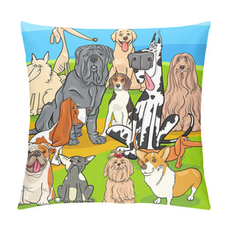 Personality  Purebred Dogs Cartoon Characters Group Pillow Covers