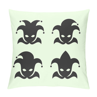 Personality  Joker In Clown Cap With Bells Icons Set Pillow Covers
