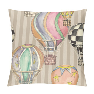 Personality  Air Balloons Collections Seamless  Vintage Circus Watercolor Hand Drawn Repeatable  Pattern  Illustration  Pillow Covers