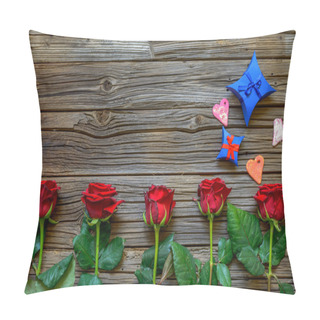 Personality  Valentines Background With Roses, Hearts And Gifts Pillow Covers