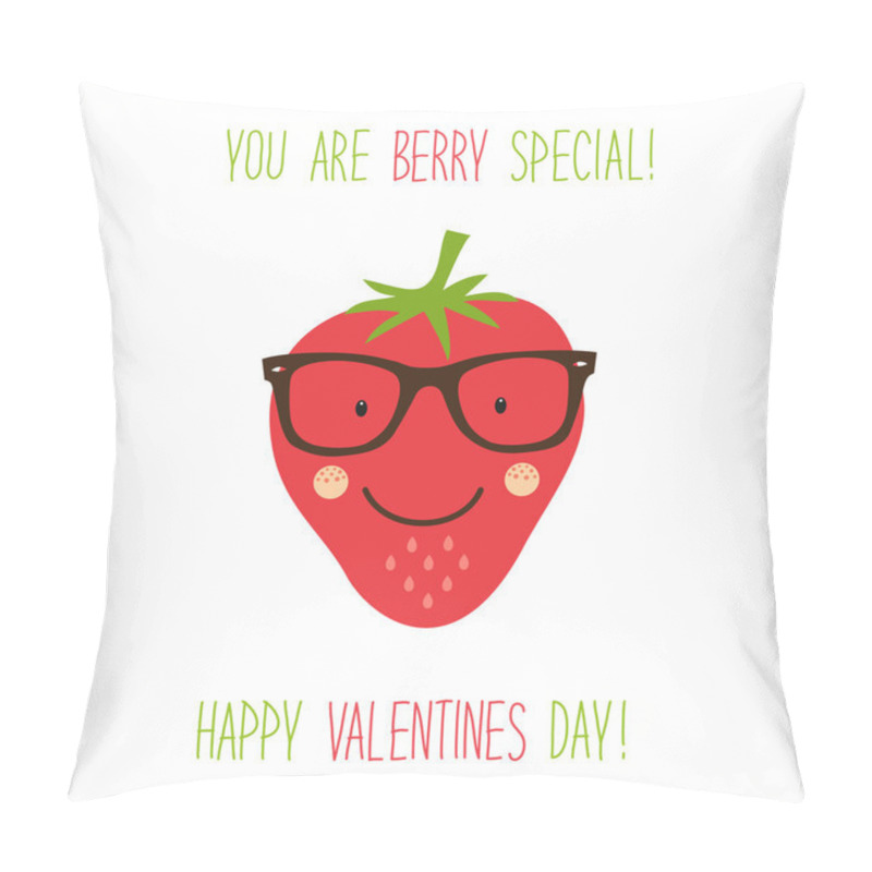 Personality  Valentines Day card with cartoon strawberry pillow covers