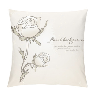 Personality  Vector Card With Hand Drawn Rose Pillow Covers