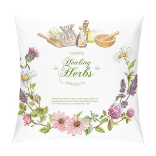 Personality  Vector Herbal Banner Pillow Covers